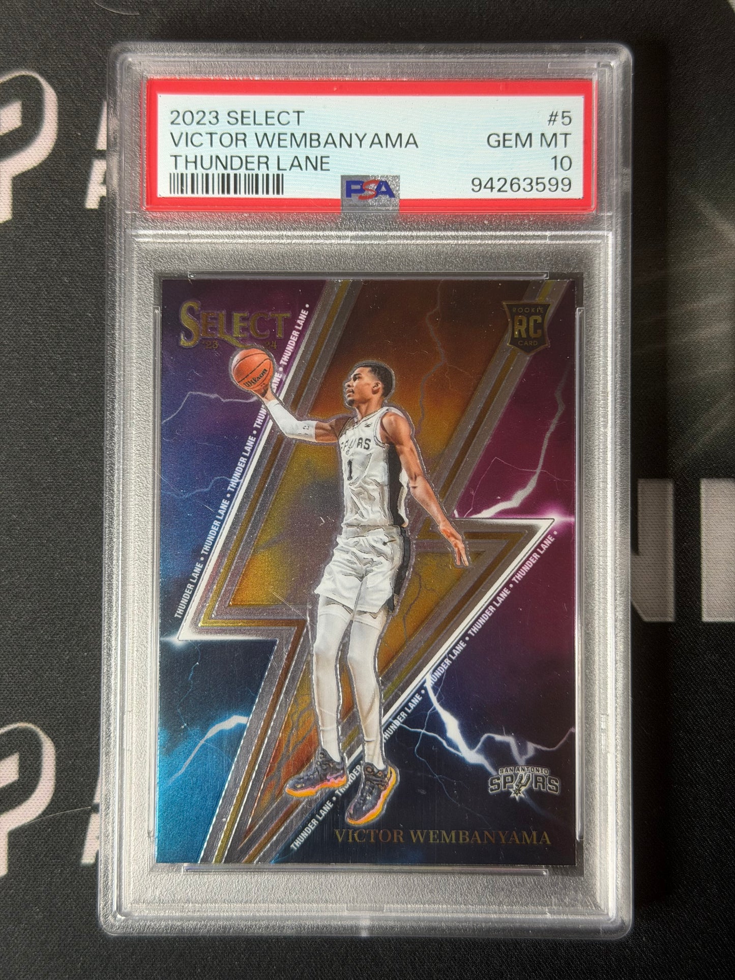 2023 PANINI SELECT THUNDER LANE SILVER PRIZM #5 VICTOR WEMBANYAMA RC PSA 10