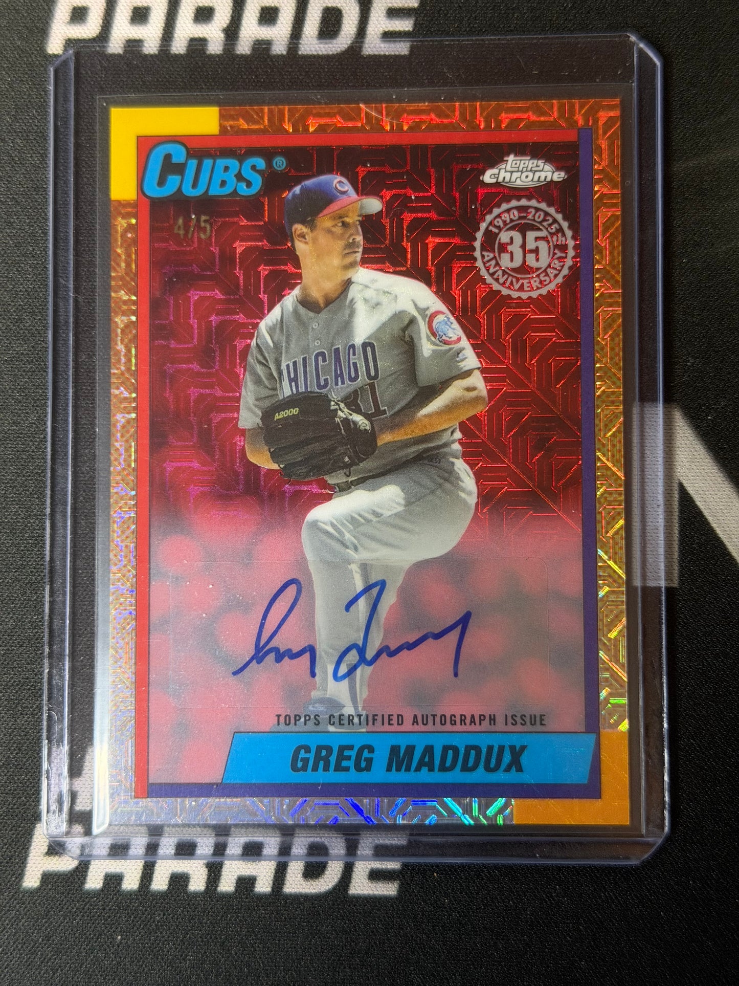 25 TOPPS CHROME GREG MADDUX 35TH ANNIVERSARY RED 4/5