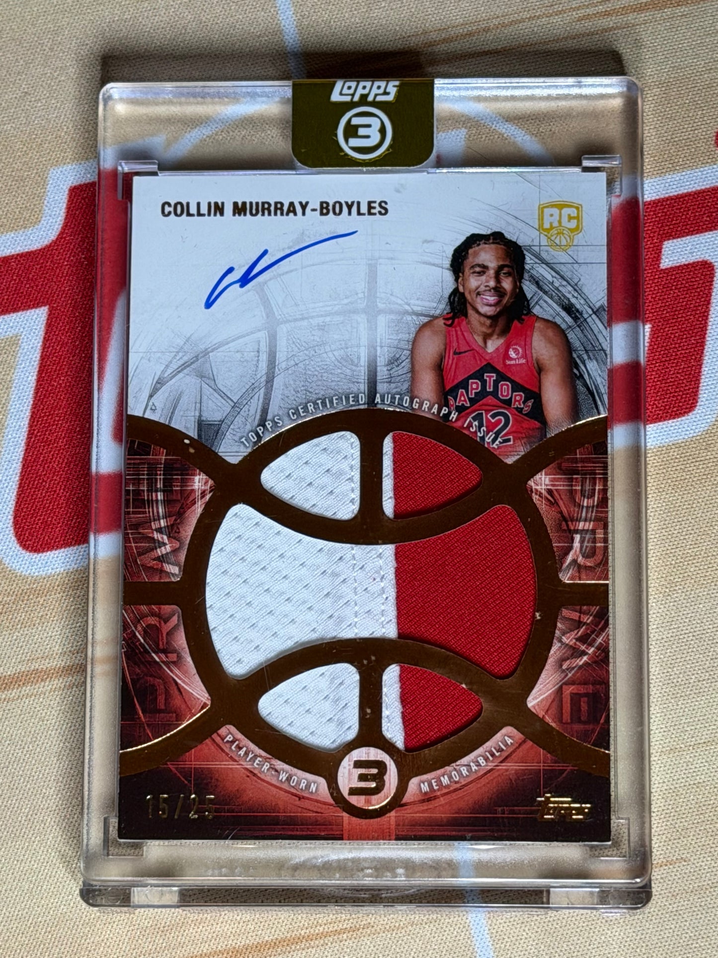 2025-26 TOPPS 3 COLLIN MURRAY-BOYLES RPA 15/25 RC SP