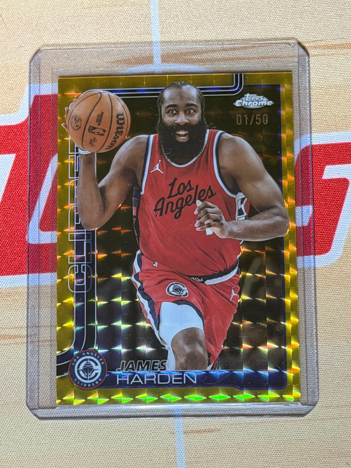 2025-26 TOPPS CHROME JAMES HARDEN GEOMETRIC GOLD REFRACTOR 01/50