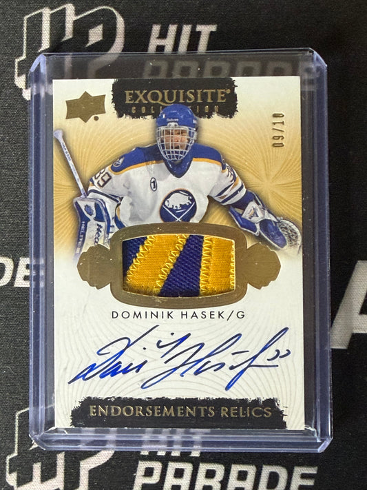 23-24 EXQUISITE - DOMINIK HASEK ENDORSEMENTS RELICS 09/10