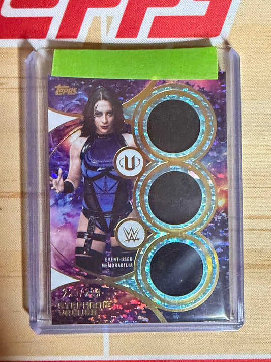 26 TOPPS UNIVERSE WWE STEPHANIE VAQUER SUPERSTAR TRIPLE RELICS AQUA 223/299
