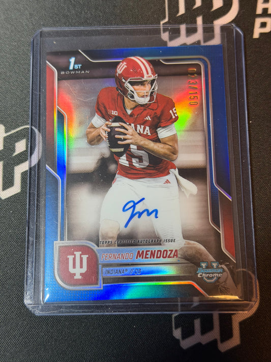 25 BOWMAN CHROME UNIVERSITY FERNANDO MENDOZA PROSPECT BLUE AUTO /150
