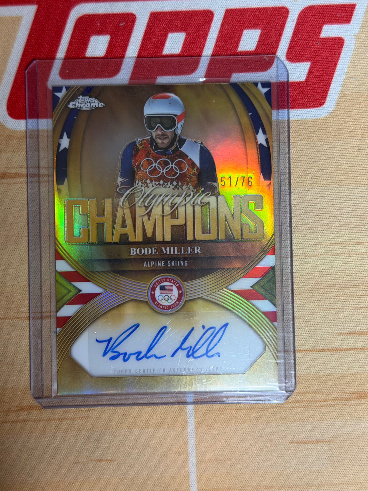 26 TOPPS CHROME OLYMPICS BODY MILLER US FLAG CHAMPIONS AUTO 75/76