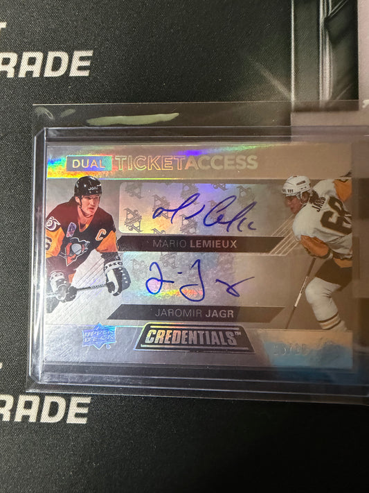 21-22 UD CREDENTIALS HOCKEY - LEMEIUX / JAGR DUAL AUTOGRAPH /10