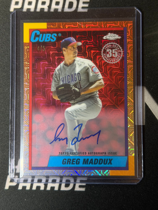 25 TOPPS CHROME GREG MADDUX 35TH ANNIVERSARY RED 4/5