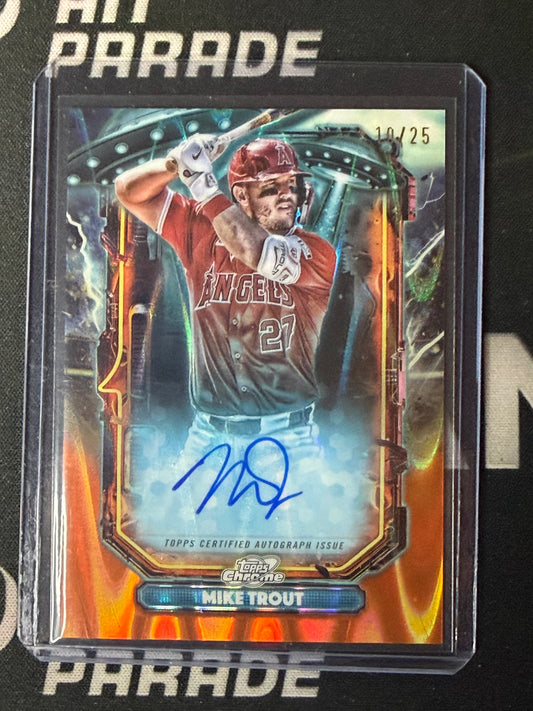 25 TOPPS COSMIC CHROME BASEBALL | MIKE TROUT EXTRATERRESTRIAL TALENT AUTOGRAPH VARIATION 10/25