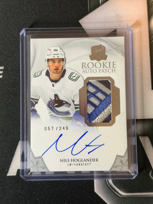 20-21 UPPER DECK THE CUP NILS HOGLANDER ROOKIE AUTO PATCH CARD 057/249