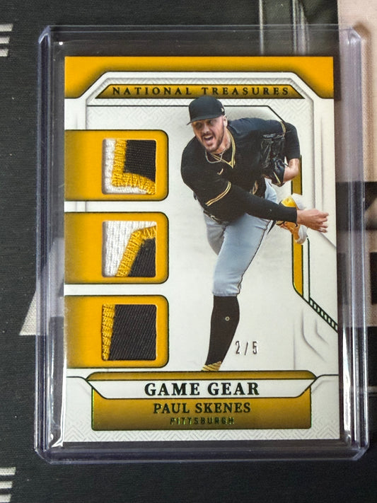 2025 NATIONAL TREASURES BASEBALL - PAUL SKENES GAME GEAR GREEN FOIL /5