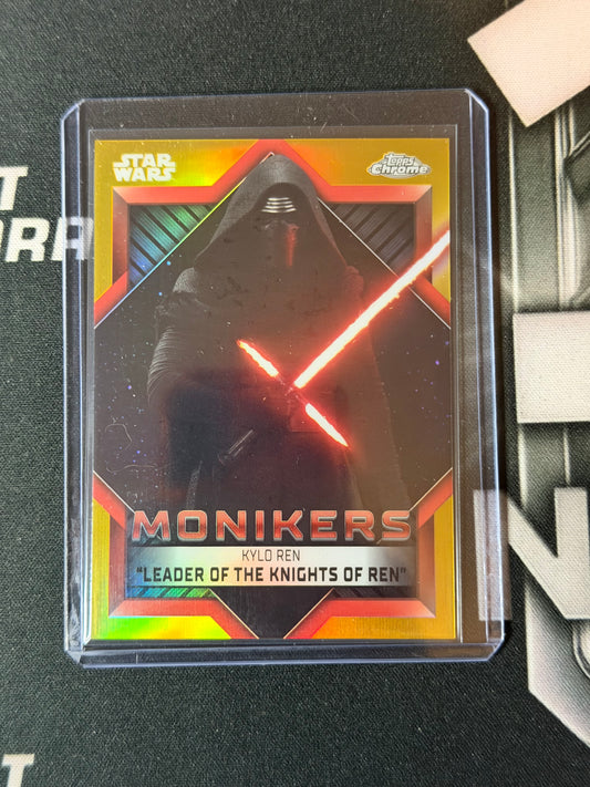 2023 TOPPS CHROME STAR WARS MONIKERS KYLO REN GOLD SP /50