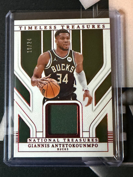 24-25 NATIONAL TREASURES GIANNIS ANTETOKOUNMPO TIMELESS JERSEY PATCH RED 19/24