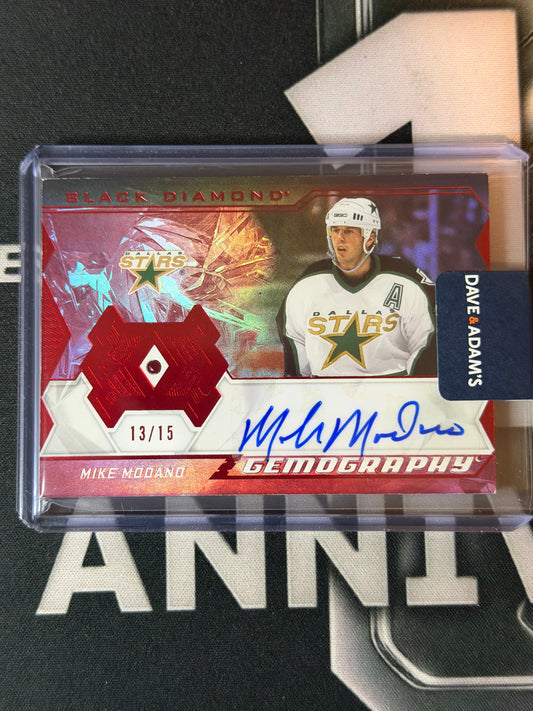 23-24 UPPER DECK BLACK DIAMOND MIKE MODANO GEMOGRAPHY AUTOGRAPH 13/15