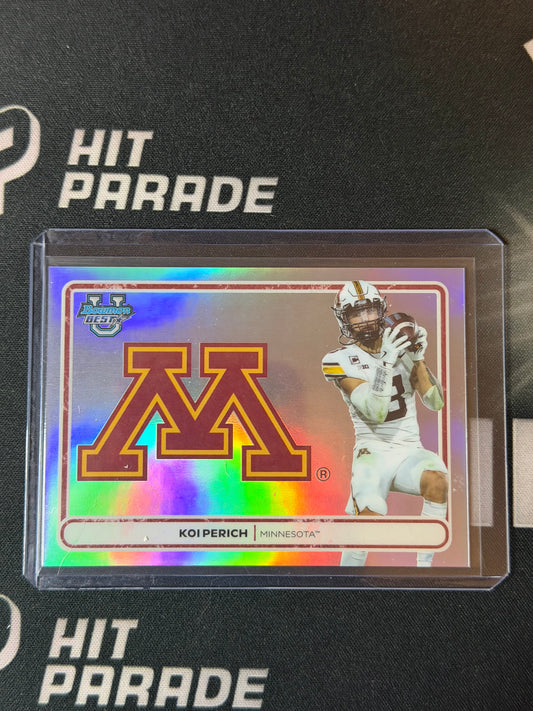 25 BOWMAN BEST U FOOTBALL KOI PERICH CAMPUS CRESTS REFRACTOR SSP