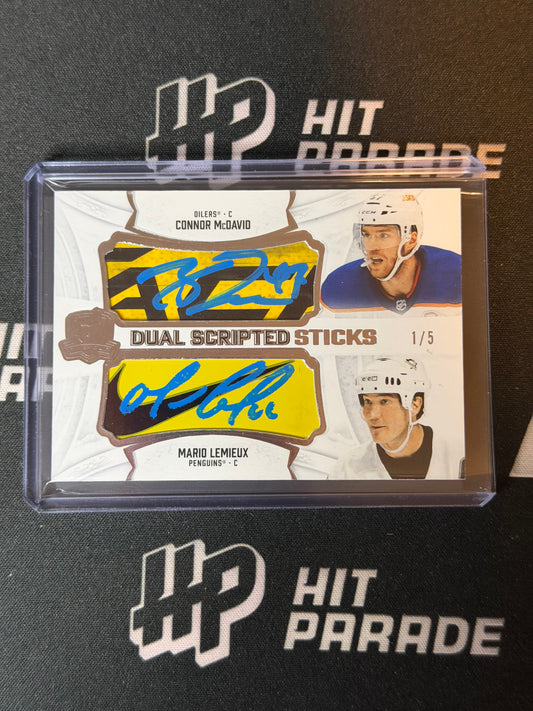 22-23 UD THE CUP DUAL SCRIPTED STICKS MCDAVID/LEMIUX 1/5