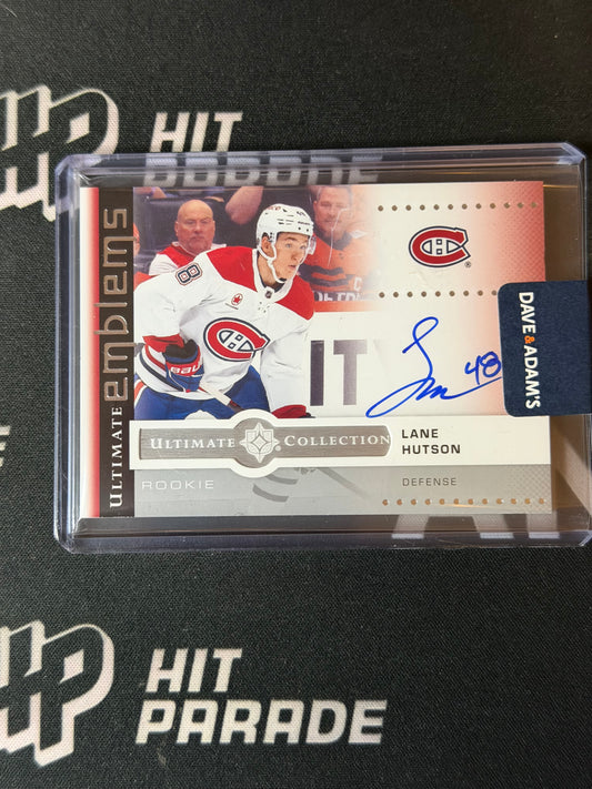 24-25 ULTIMATE COLLECTION LANE HUTSON EMBLEMS AUTO ROOKIES SP