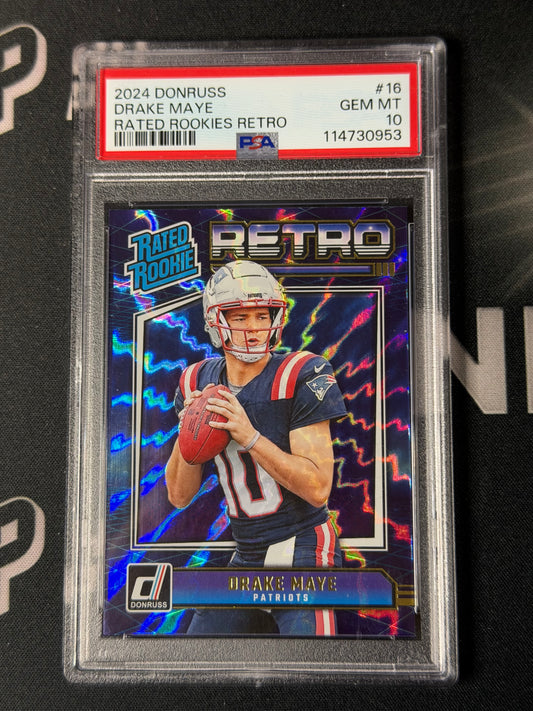 2024 PANINI DONRUSS RATED ROOKIES RETRO #16 DRAKE MAYE ROOKIE RC PSA 10