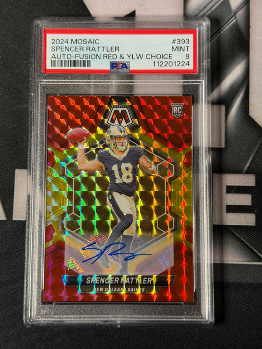 24 PANINI MOSAIC CHOICE SPENCER RATTLER RED & YELLOW AUTO PSA 9