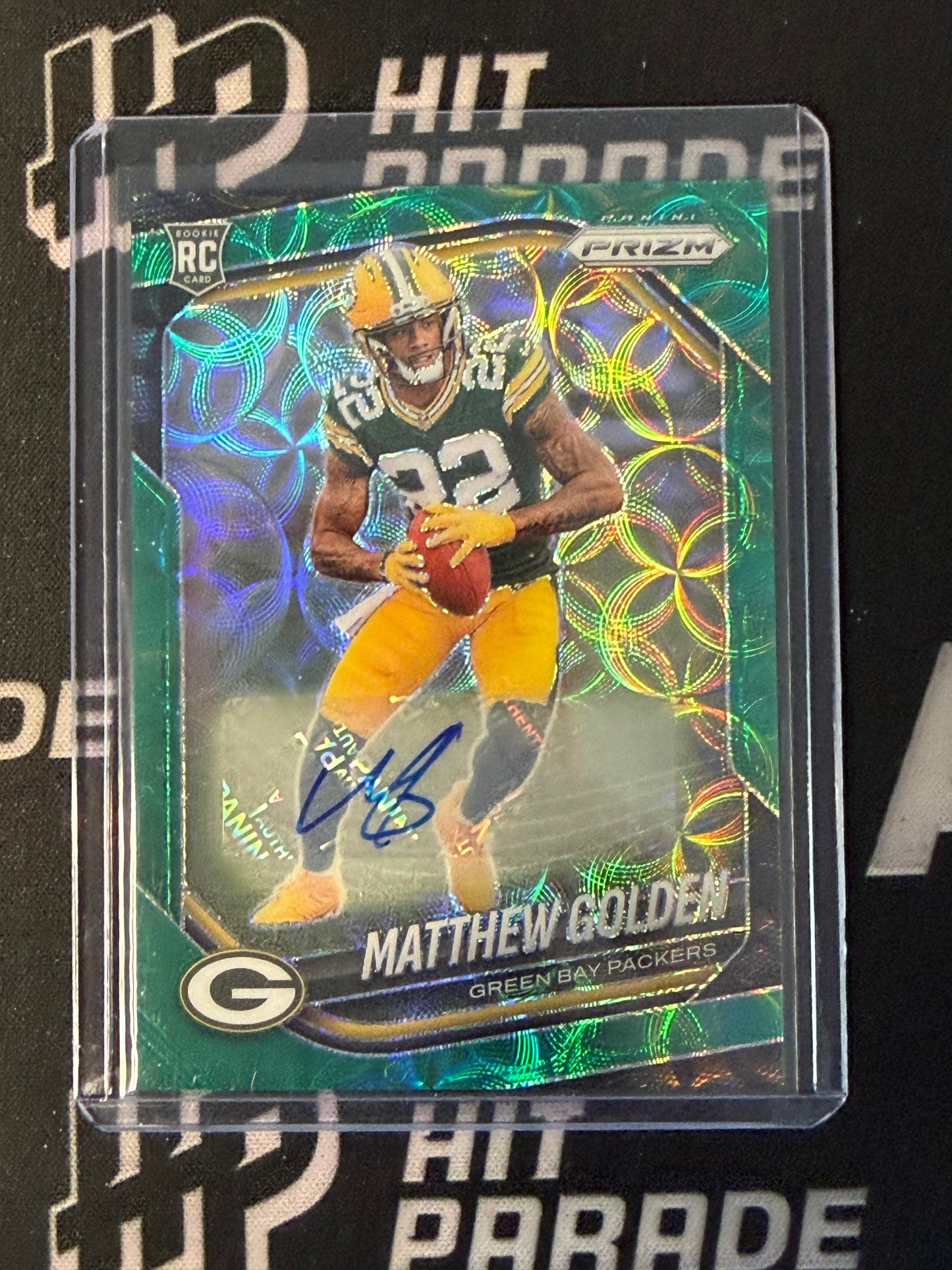 25 PRIZM FB MATTHEW GOLDEN ROOKIE AUTO GREEN SCOPE 29/75