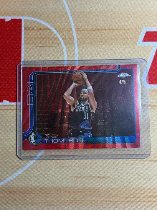 25-26 TOPPS CHROME BKB KLAY THOMPSON RED WAVE 4/5