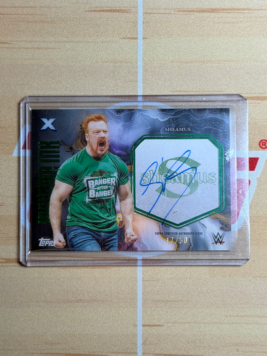 25 WWE EXALTED INSIGNIA INK GREEN FOIL SHEAMUS AUTOGRAPH 17/50