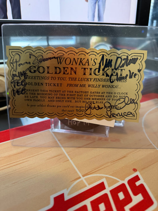 WONKA'S GOLDEN TICKET AUTOGRAPHED BY 3 CAST MEMBERS JSA AUTHENTICATED
