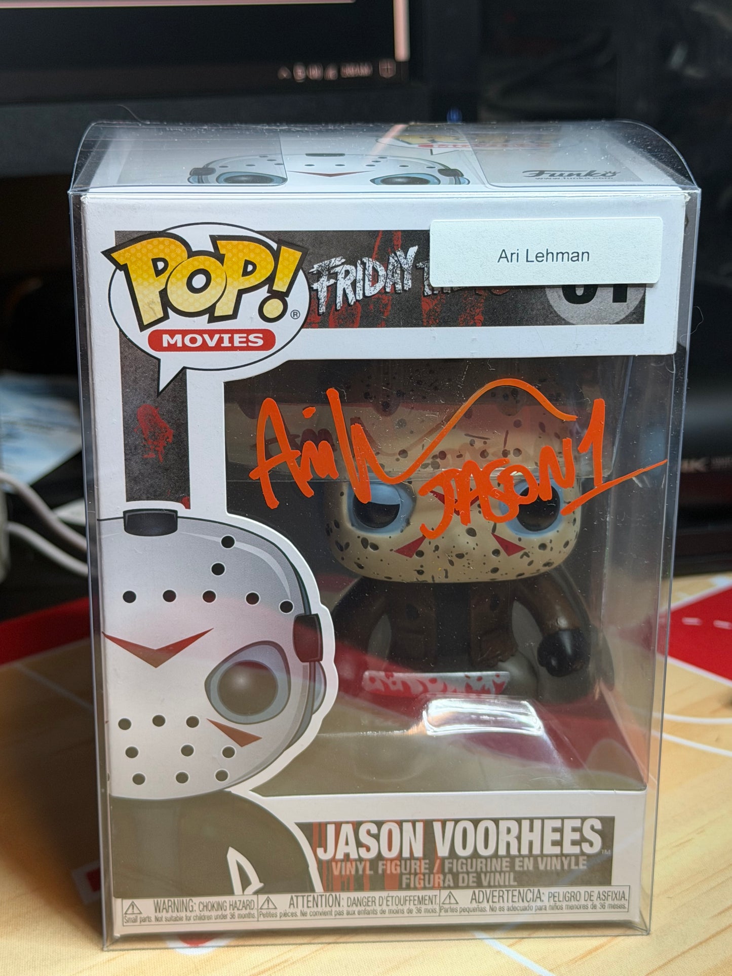 ARI LEHMAN SIGNED JASON VOORHEES FUNKO 01 FRIDAY THE 13TH AUTOGRAPH