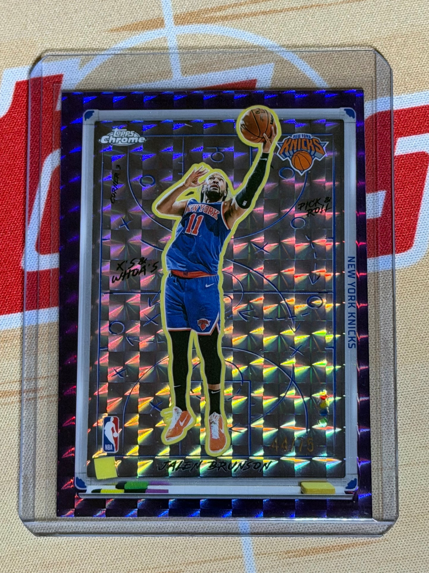 25-26 TOPPS CHROME JALEN BRUNSON X'S & WHOA'S PURPLE GEOMETRIC 44/75