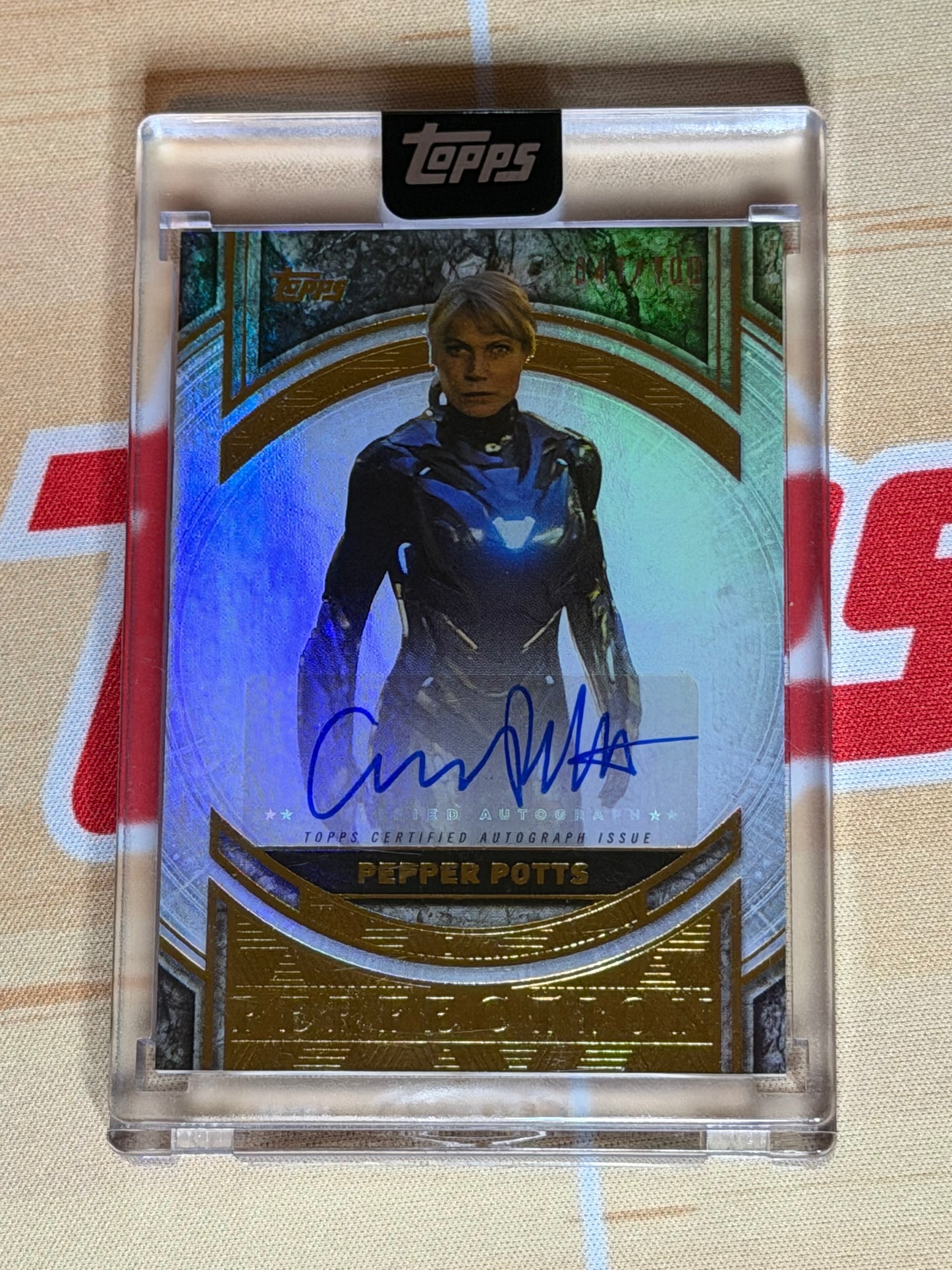 25 TOPPS MARVEL THE COLLECTOR PEPPER POTTS GWYNETH PALTRO AUTO 041/100
