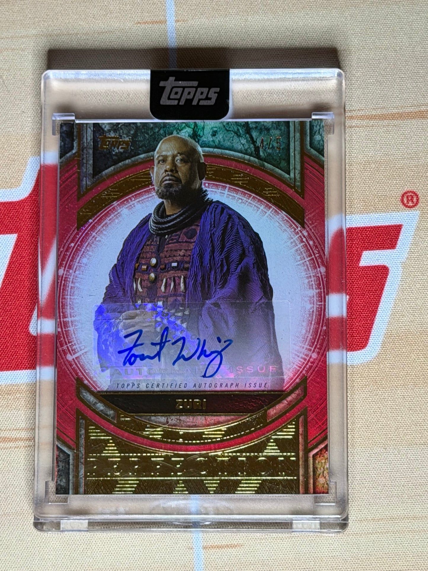 25 TOPPS MARVEL THE COLLECTOR FOREST WHITAKER AS ZURI PERFECTION AUTO RED 4/5